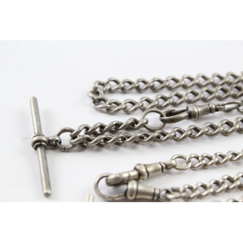 255 - Collection of Sterling Silver Antique Watch Chains x 2 69g