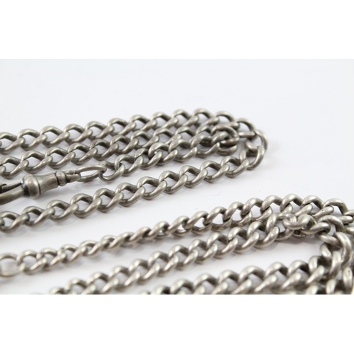 255 - Collection of Sterling Silver Antique Watch Chains x 2 69g