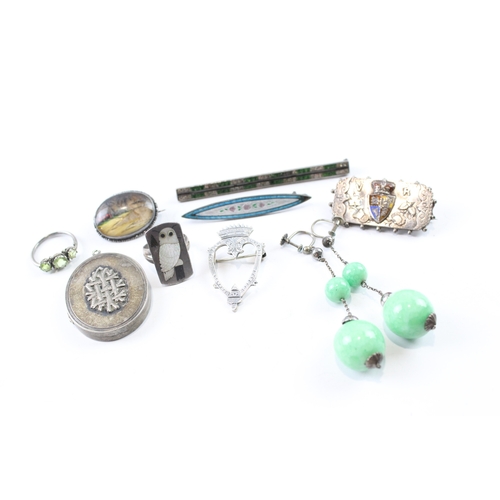 263 - Collection of Silver Antique Jewellery inc. Victorian, Enamel, Paste x 9 64g