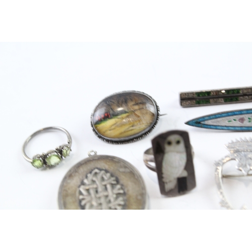 263 - Collection of Silver Antique Jewellery inc. Victorian, Enamel, Paste x 9 64g