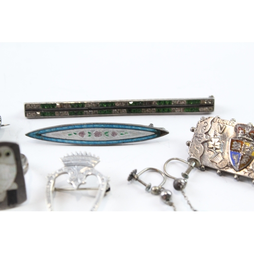 263 - Collection of Silver Antique Jewellery inc. Victorian, Enamel, Paste x 9 64g