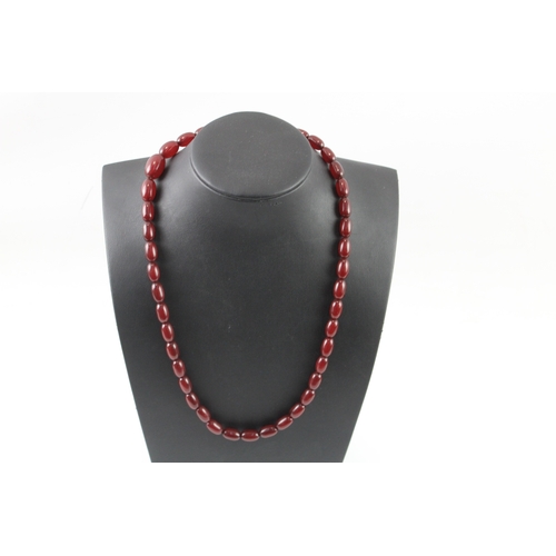 266 - Graduated Cherry Bakelite Beaded Necklace 27g