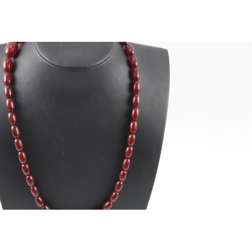 266 - Graduated Cherry Bakelite Beaded Necklace 27g