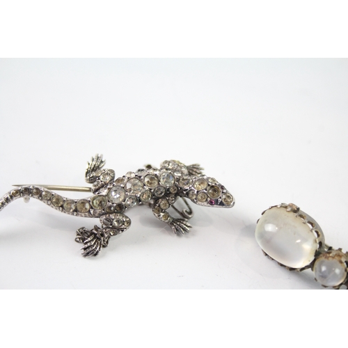 273 - Collection of Sterling Silver Antique Brooches inc. Lizard, Bug x 2 14g