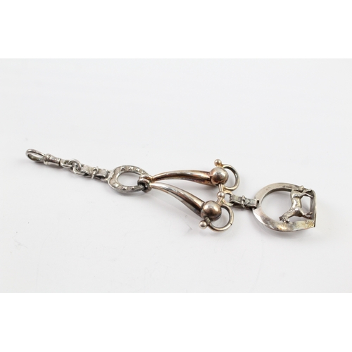 274 - Antique 900 Silver Watch Chain Equestrian Fob 24g