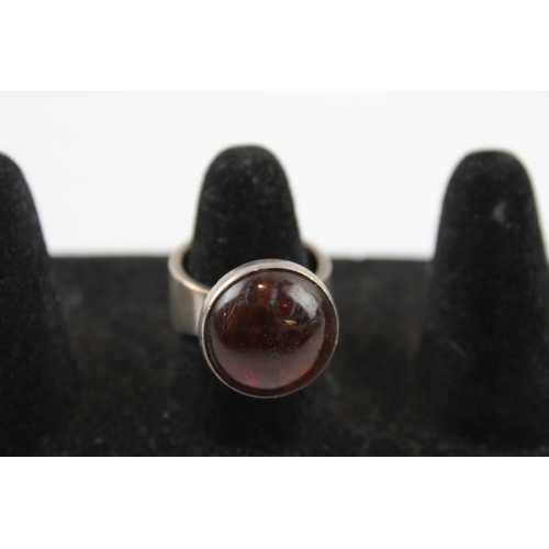 275 - N.E. From Denmark Sterling Silver Mid Century Modernist Amber Ring 10g