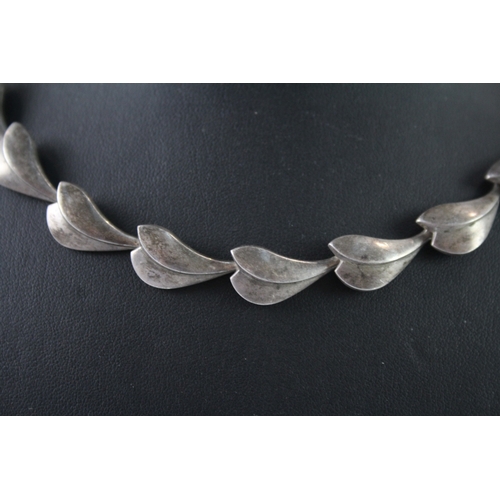 282 - Georg Jensen Sterling Silver Lotus Collar Necklace 61g