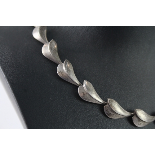 282 - Georg Jensen Sterling Silver Lotus Collar Necklace 61g