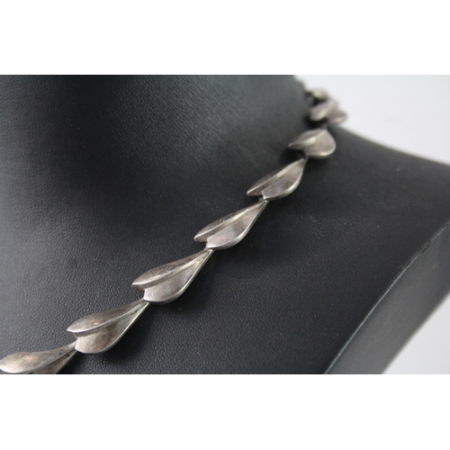 282 - Georg Jensen Sterling Silver Lotus Collar Necklace 61g