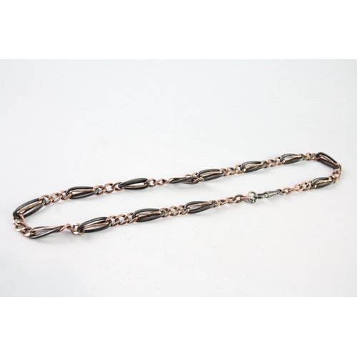 291 - Victorian Sterling Silver, Niello and Gold Plated Watch Chain 25g