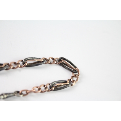 291 - Victorian Sterling Silver, Niello and Gold Plated Watch Chain 25g