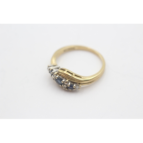 3 - 9ct gold sapphire & diamond dress ring (2.6g) Size O