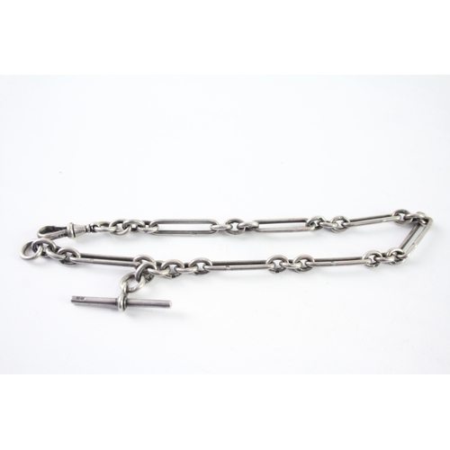 300 - Antique Sterling Silver Watch Chain w/ Figaro Link 39g