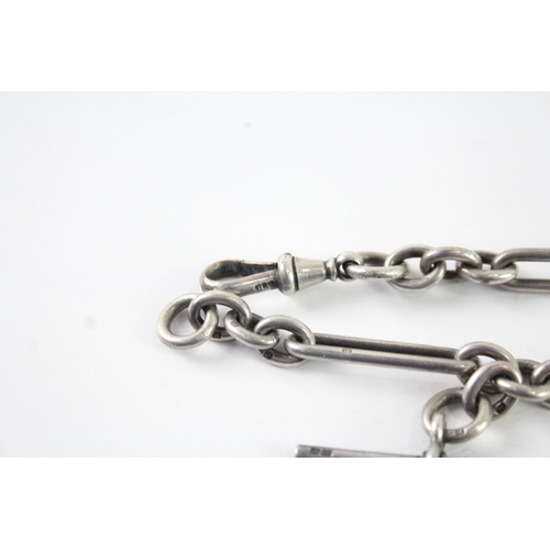 300 - Antique Sterling Silver Watch Chain w/ Figaro Link 39g