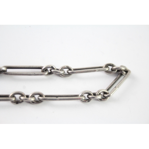 300 - Antique Sterling Silver Watch Chain w/ Figaro Link 39g