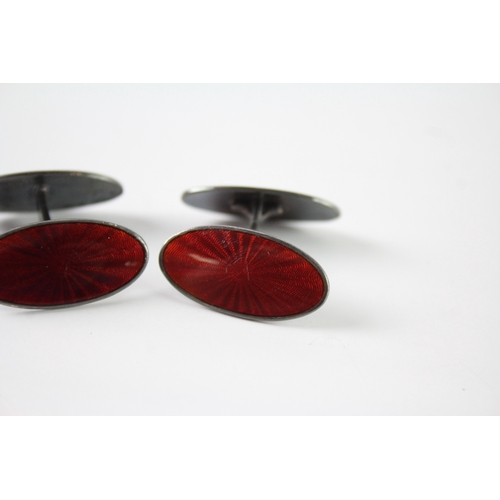 311 - Pair of Georg Jensen Sterling Silver Red Enamel Cufflinks 11g