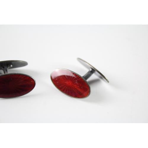 311 - Pair of Georg Jensen Sterling Silver Red Enamel Cufflinks 11g