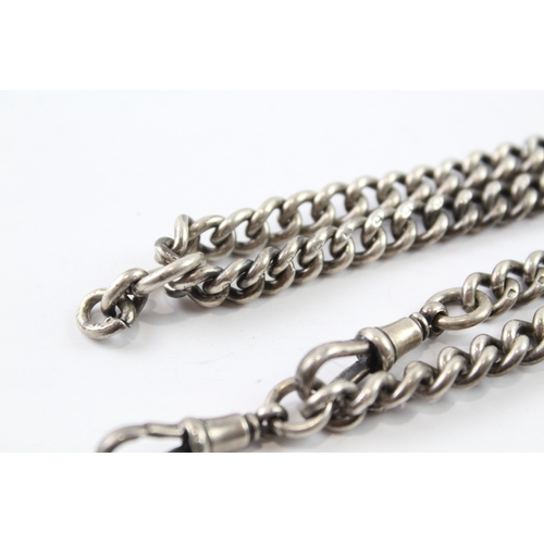 315 - Antique Sterling Silver Watch Chain w/ Curb Link 43g