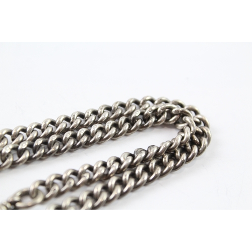 315 - Antique Sterling Silver Watch Chain w/ Curb Link 43g