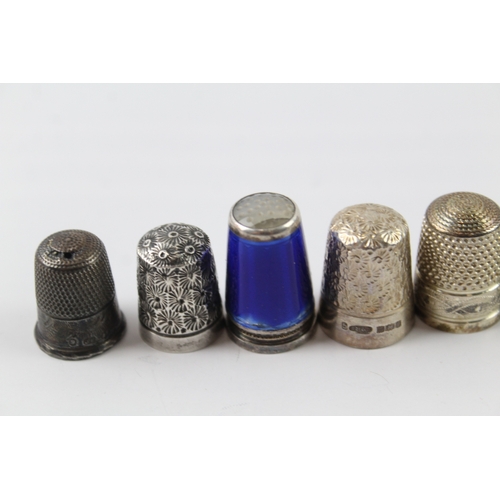 321 - 12 x Antique / Vintage .925 Sterling Silver Thimbles Inc Guilloche Enamel (44g)