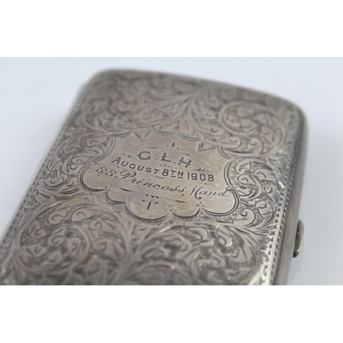 336 - Antique Edwardian 1907 Chester Sterling Silver Cigarette Case w/ Engraving 71g