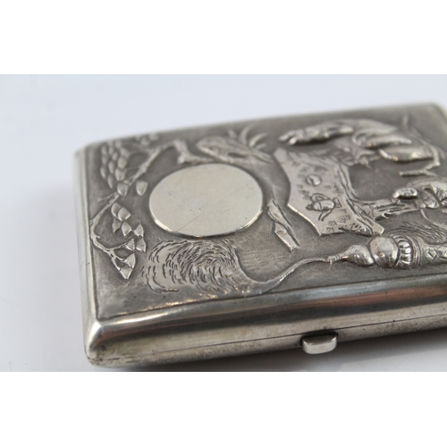 338 - Antique / Vintage Stamped .900 Chinese Silver Figural Cigarette Case (68g)