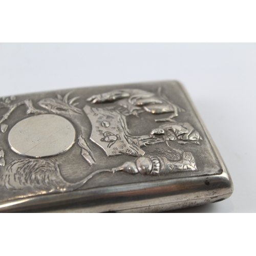 338 - Antique / Vintage Stamped .900 Chinese Silver Figural Cigarette Case (68g)