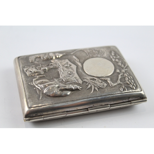 338 - Antique / Vintage Stamped .900 Chinese Silver Figural Cigarette Case (68g)