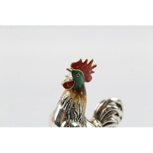 342 - Stamped .925 Sterling Silver Novelty Cockrill Ornament w/ Enamel Detail (86g)