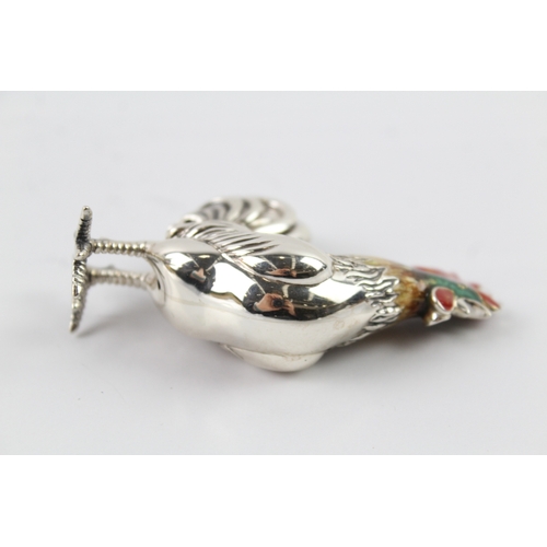 342 - Stamped .925 Sterling Silver Novelty Cockrill Ornament w/ Enamel Detail (86g)