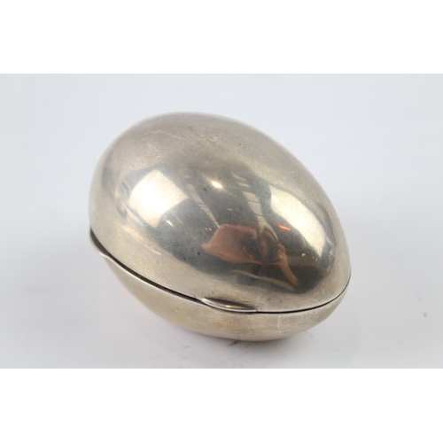 351 - Antique 1912 Birmingham Sterling Silver Novelty Egg Form Trinket Box (50g)