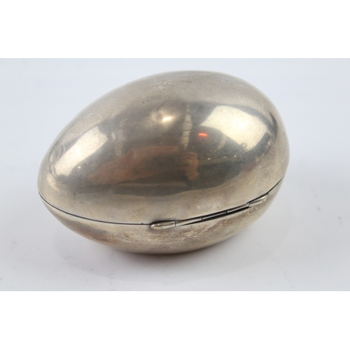 351 - Antique 1912 Birmingham Sterling Silver Novelty Egg Form Trinket Box (50g)