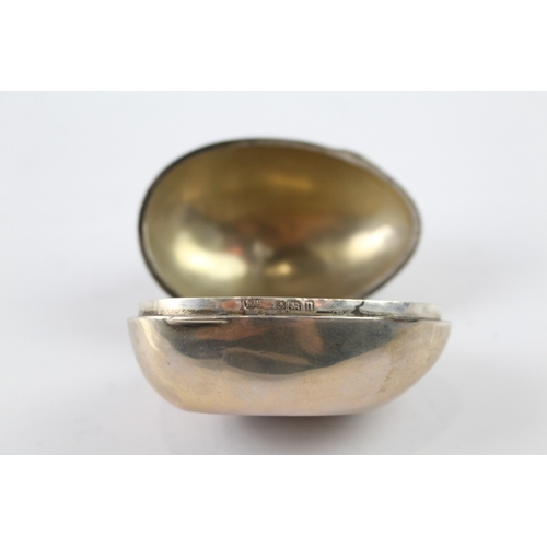 351 - Antique 1912 Birmingham Sterling Silver Novelty Egg Form Trinket Box (50g)