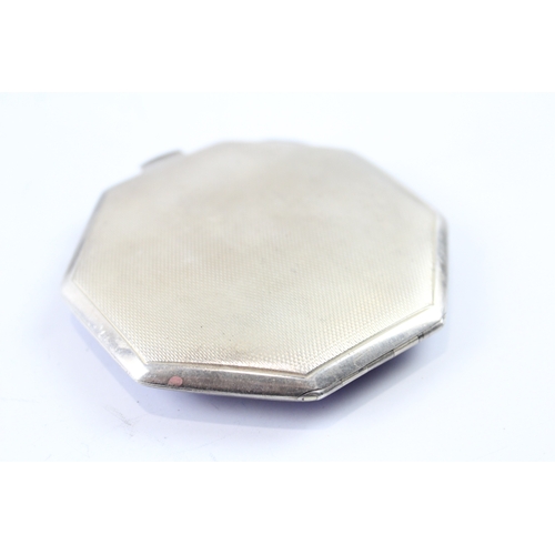 352 - Vintage Hallmarked 1953 Birmingham Sterling Silver Enamel Compact (115g)