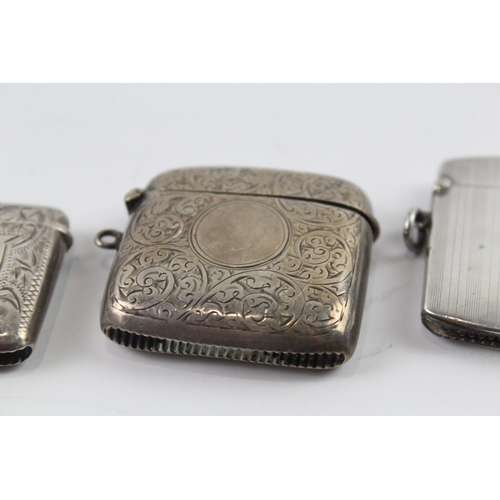 356 - 4 x Antique .925 Sterling Silver Vesta Match Cases Inc Victorian, Edwardian 95g