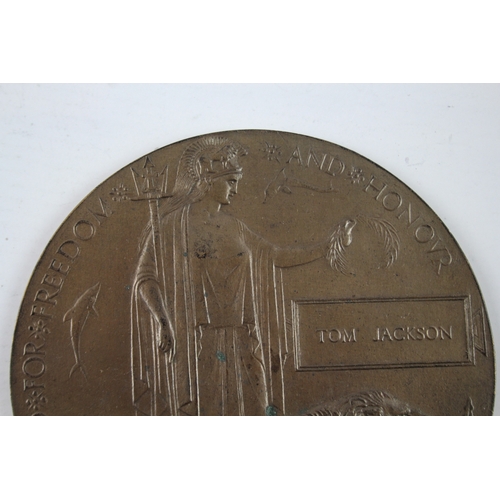 375 - WW1 Death Plaque & Card Holder Named Tom Jackson