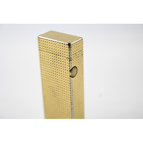 387 - Dunhill Rollagas Vintage Gold Tone Hobnail Texture Pocket Lighter, Good Spark