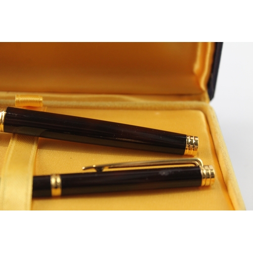 433 - Waterman Ideal Brown Lacquer Fountain Pen Set w/ 18ct Gold Nib Original Box