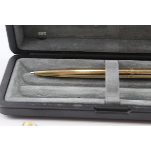 442 - Vintage Parker 65 Gold Plated Cased Fountain Pen w/ 14ct Gold Nib WRITING