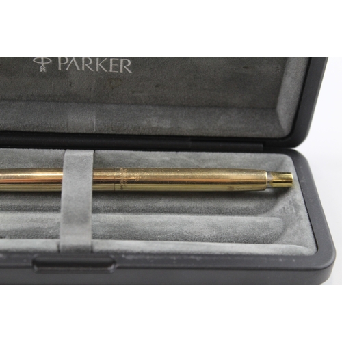 442 - Vintage Parker 65 Gold Plated Cased Fountain Pen w/ 14ct Gold Nib WRITING