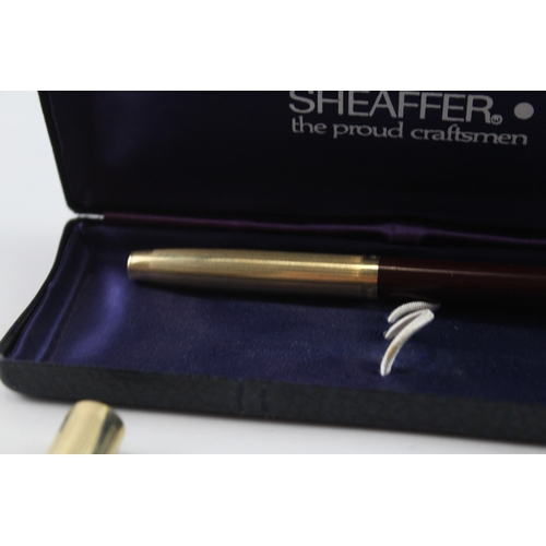 443 - Vintage Sheaffer Imperial Burgundy Fountain Pen w/ 14ct Gold Nib WRITING