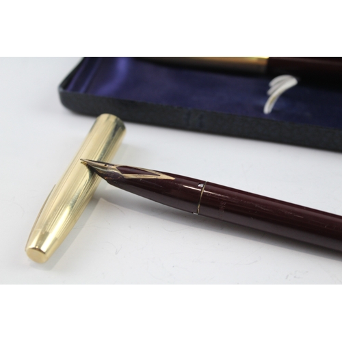 443 - Vintage Sheaffer Imperial Burgundy Fountain Pen w/ 14ct Gold Nib WRITING