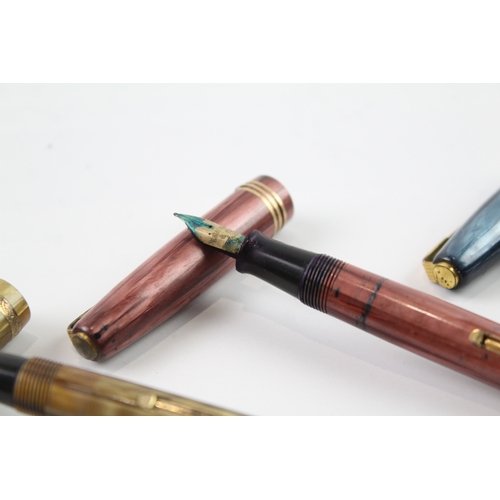 445 - 3 x Vintage Waterman Fountain Pens w/ 14ct Gold Nibs WRITING Inc 512V Etc