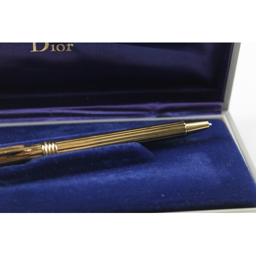 446 - Vintage CHRISTIAN DIOR .925 Sterling Silver & Gold Plate Ballpoint Pen Boxed