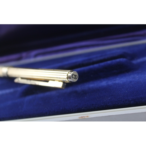 446 - Vintage CHRISTIAN DIOR .925 Sterling Silver & Gold Plate Ballpoint Pen Boxed