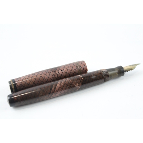 449 - Vintage Mabie Todd Swan Self Filler Brown Fountain Pen w/ 14ct Nib WRITING