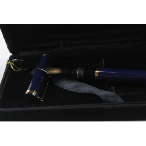 454 - Waterman Watermania Blue Lacquer Fountain Pen w/ 18ct Gold Nib WRITING Boxed