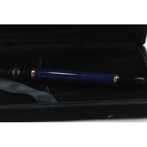 454 - Waterman Watermania Blue Lacquer Fountain Pen w/ 18ct Gold Nib WRITING Boxed