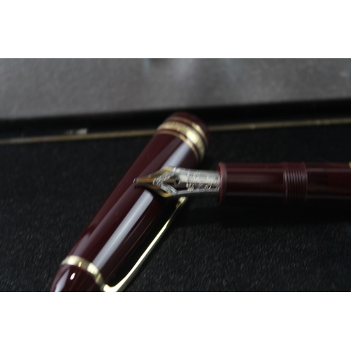 457 - Montblanc Meisterstuck No.146 Burgundy Fountain Pen w/ 14ct Gold Nib WRITING