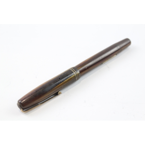 458 - Vintage Waterman Ideal Brown Lacquer Fountain Pen w/ 14ct Gold Nib WRITING